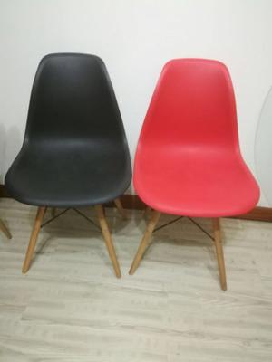 Sillas Eames Negras y Rojas