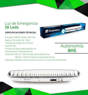 luz emergencia 30 leds probattery