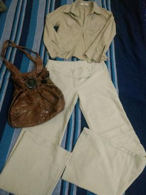 Combo: pantalón t.40_42, camisa t.m_l.bolso color suela.