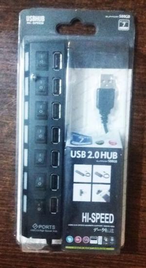 USB - HUB 7 PUERTOS MULTIPLICADOR CON SWITCH INDIVIDUAL LA