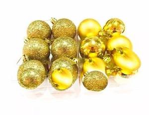 adornos navideños globos por 12 de 5 cm dorado