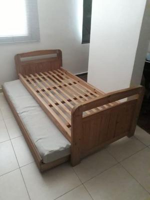 DIVAN CAMA CON CARRO DE MADERA DE PINO