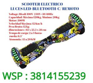 Scooter Electrico -doble Luces Led-bluetooth-control Remoto