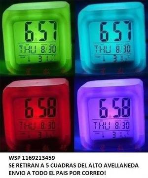 Reloj Desperador Temperatura Digital Luz Led Cambia Color