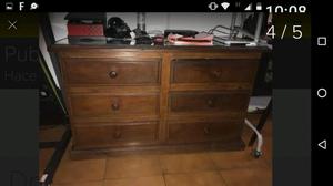 Antigua cajonera de algarrobo de 6 cajones impecable