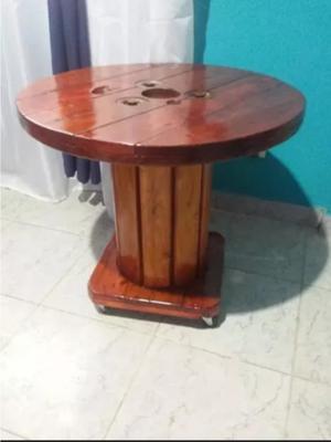 Mesa Carretel, Madera Macisa, Color Algarrobo