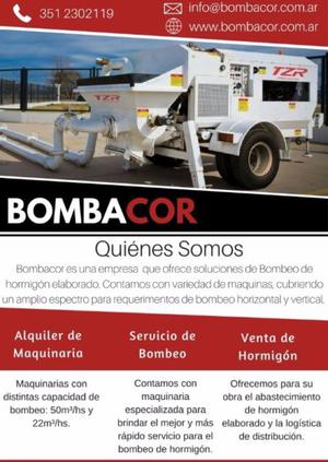 ALQUILER MENSUAL DE BOMBA DE ARRASTRE DE HORMIGON "BOMBACOR"