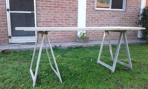 2 CABALLETES TIPO MESA DE MADERA USADOS