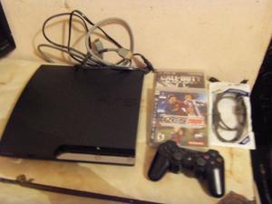 Playstation 3, slim 160 gigas, 1 joystick, 2 juegos fisicos,