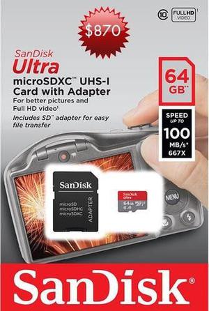 Memoria Micro SD Sandisk Ultra 64GB Clase MB/S A1