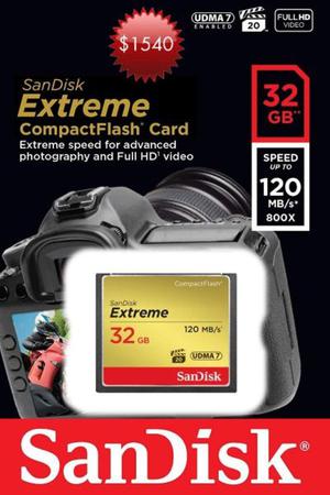 Tarjeta Memoria Compact Flash 32gb Extreme Sandisk 800x Cf