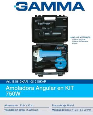 Amoladora angular gamma +kit 750w