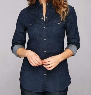 Camisa de jeans oscura moda 