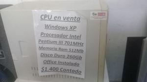 CPU USADO PENTIUM 3 WINDOWS XP DISCO 260GB RAM 512MB