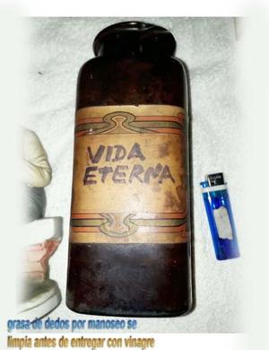frasco antiguo original de farmacia de 22 alto cuadrado