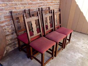 6 sillas de algarrobo tapizadas