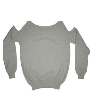 Sweater de mujer lana blanco con hombro descubierto