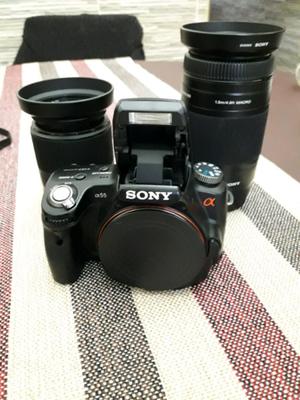 Sony Alpha a55 con 2 lentes Sony.