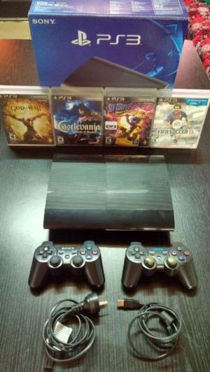 Vendo ps3 con 28 juegos, 2 joysticks y todos los accesorios