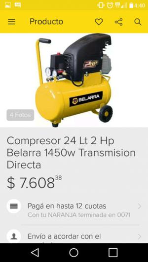 Compresor 25lts 2HP W MUY POCO USO $ CHARLABLE