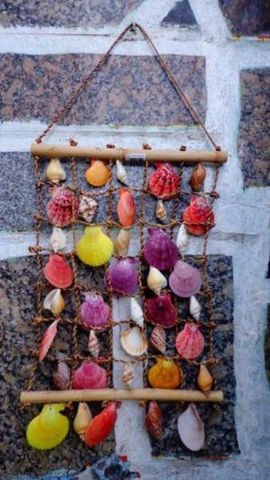 artesania mobil colgante en caracoles hawawiana