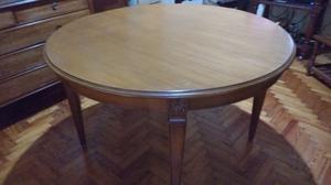 Antigua mesa estilo inglés redonda extensible en madera de