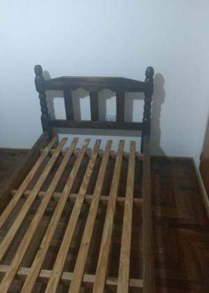 Cama de 1 plaza color roble