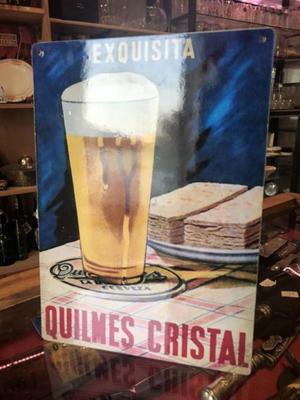 Cartel publicitario de chapa Quilmes