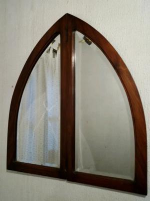 Espejo antiguo biselado madera maciza cedro