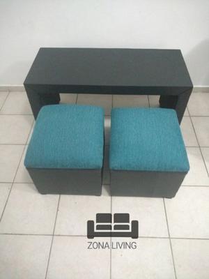 MESA CON DOS PUFF NUEVOS