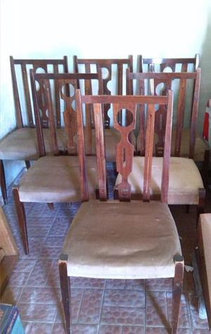 Conjunto de 6 sillas madera asiento con resorte