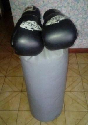 Guantes De Boxeo Proyec Y Bolsa De Cuero De 80 Cm X 26 Cm