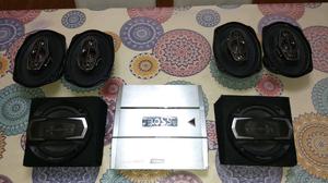 Parlantes Pioneer y potencia boss