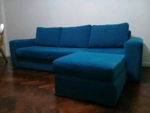 Sillon en L color turquesa-petróleo impecable