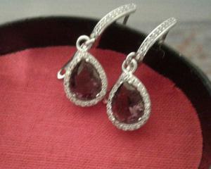 AROS COLGANTES DE PLATA RODINADA Y CUBICS 700 $