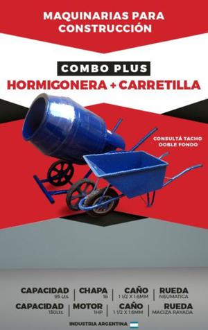 Hormigonera 1HP + Carretilla 18 (Combo Plus)