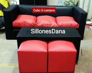 Sofa Cubo 3 Cp- Eco Cuero
