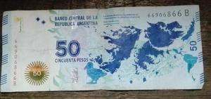 Billete 50 pesos Malvinas Capicua serie B