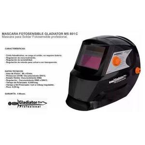 Máscara de Soldar Fotosensible Gladiator Ms801cl con led