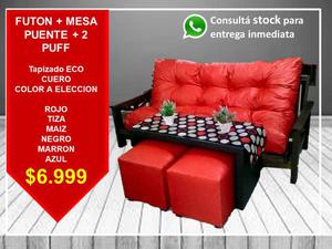 FUTON CON MESA Y PUFF