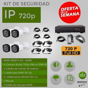 Kit De Seguridad Ip Nvr 4 Cámaras 720p