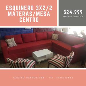 SILLON ESQUINERO CON MESA Y 2 SILLAS MATERAS