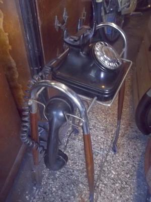 antiguo telefono de entel baquelita disco de niquel con
