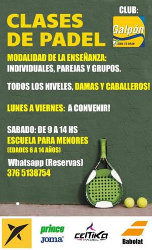 Clases de Padel - T.Mañana/Tarde - Whatsapp 
