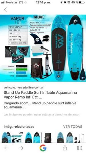 Tabla Sup Standup Paddle Surf Vapor Inflable-c/ Accesorios!