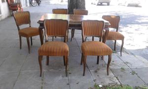 Mesa y 6 sillas de estilo luis xv