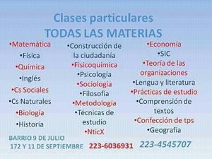 CLASES PARTICULARES TODAS LAS MATERIAS PRIMARIA Y SECUNDARIA