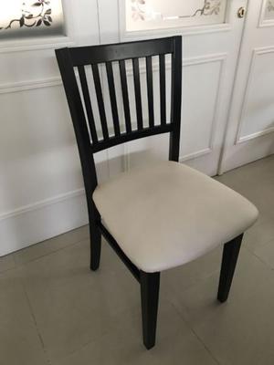 Juego de 8 sillas de madera, tapizado ecocuero blanco