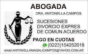 ABOGADA. DIVORCIOS DE COMUN ACUERDO Y UNILATERALES. CUOTAS