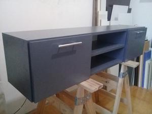 Mueble Flotante Para Tv Color Gris Grafito Alacena